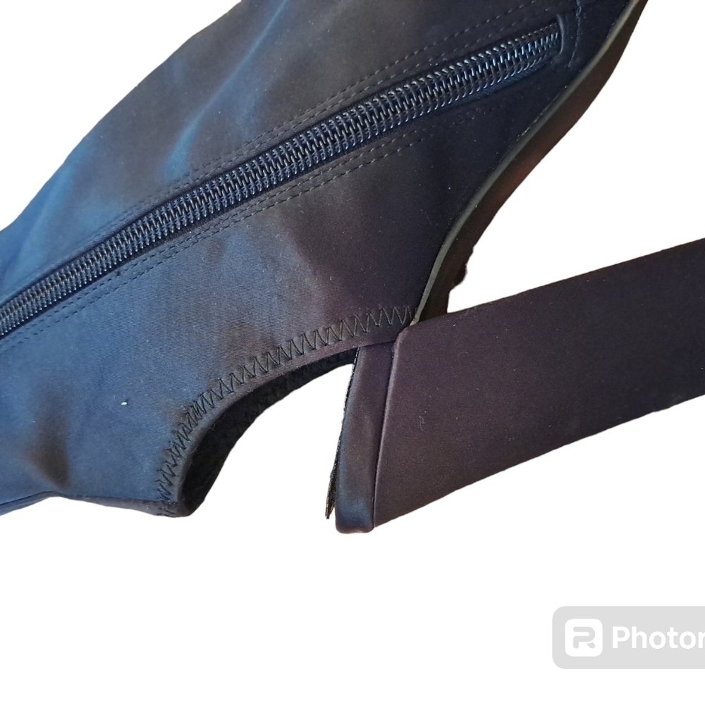 Steve madden alma 6 1/2 block heel peep toe black satin goth steampunk shoes - Picture 4 of 4